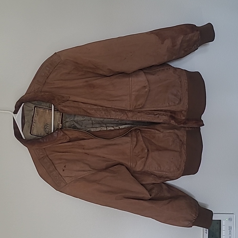 G - III leather fashion brown bomber jacket